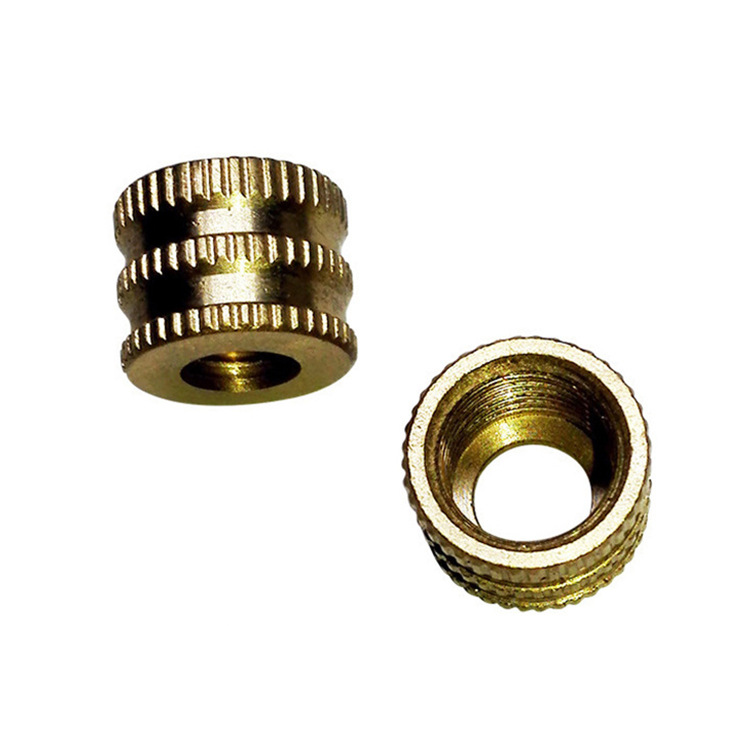 厂家直销 高品质黄铜圆螺母嵌件 抗压滚花铜嵌装圆螺母 可批发