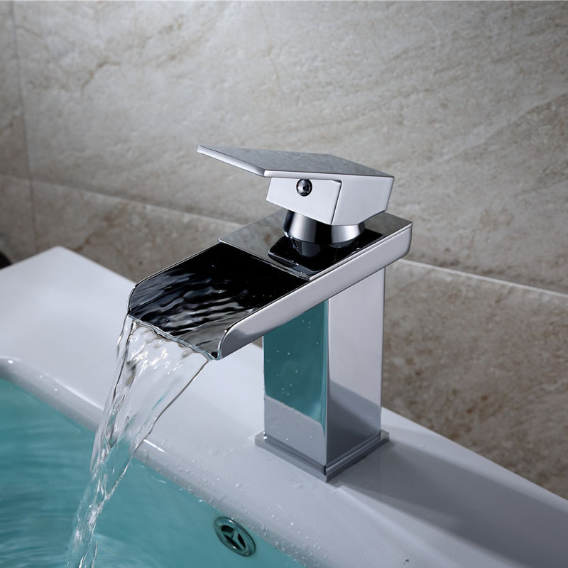 君御卫浴 黄铜方形瀑布冷热水龙头 浴室 卫生间面盆龙头 批发