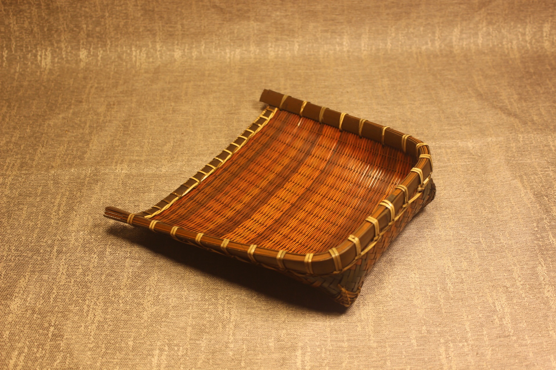 竹编双层茶则小簸箕 赏茶荷 招财进宝编织精品