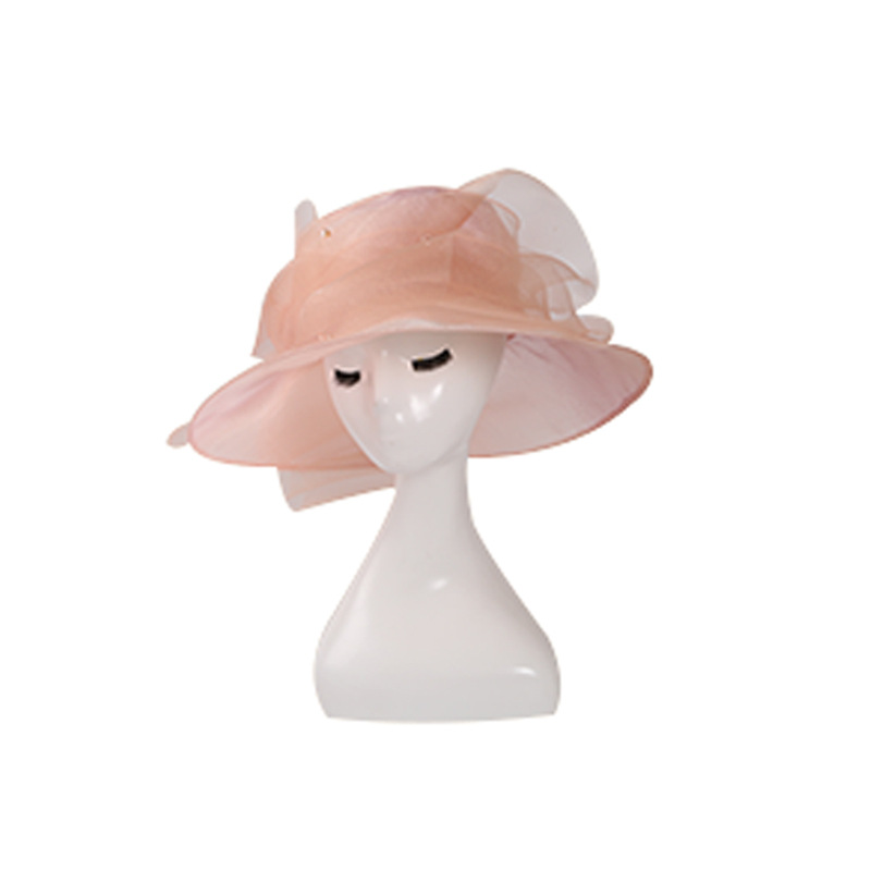 European and American Fashion Cool Organza Flat-Top Cap Women's Curling Embroidery Broad-Brimmed Hat Spring/Summer Sun Hat with Wide Brim