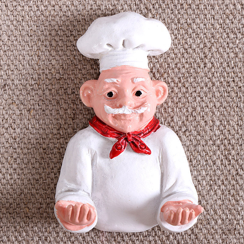 Factory Wholesale European and American Style Chef Bread Chef Refridgerator Magnets Three-Dimensional Character Magnetic Paste Resin Craft Home Ornament