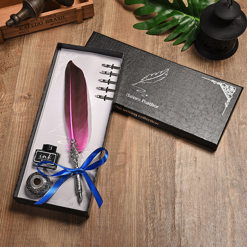 Business Gift Box Harry Potter European Retro Feather Pen Teacher Gift Stainless Steel Dip Pen Wholesale