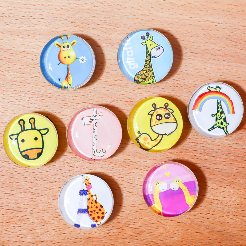 迷你玻璃小卡通可爱创意水晶时光宝石长颈鹿冰箱贴磁性贴来图定制