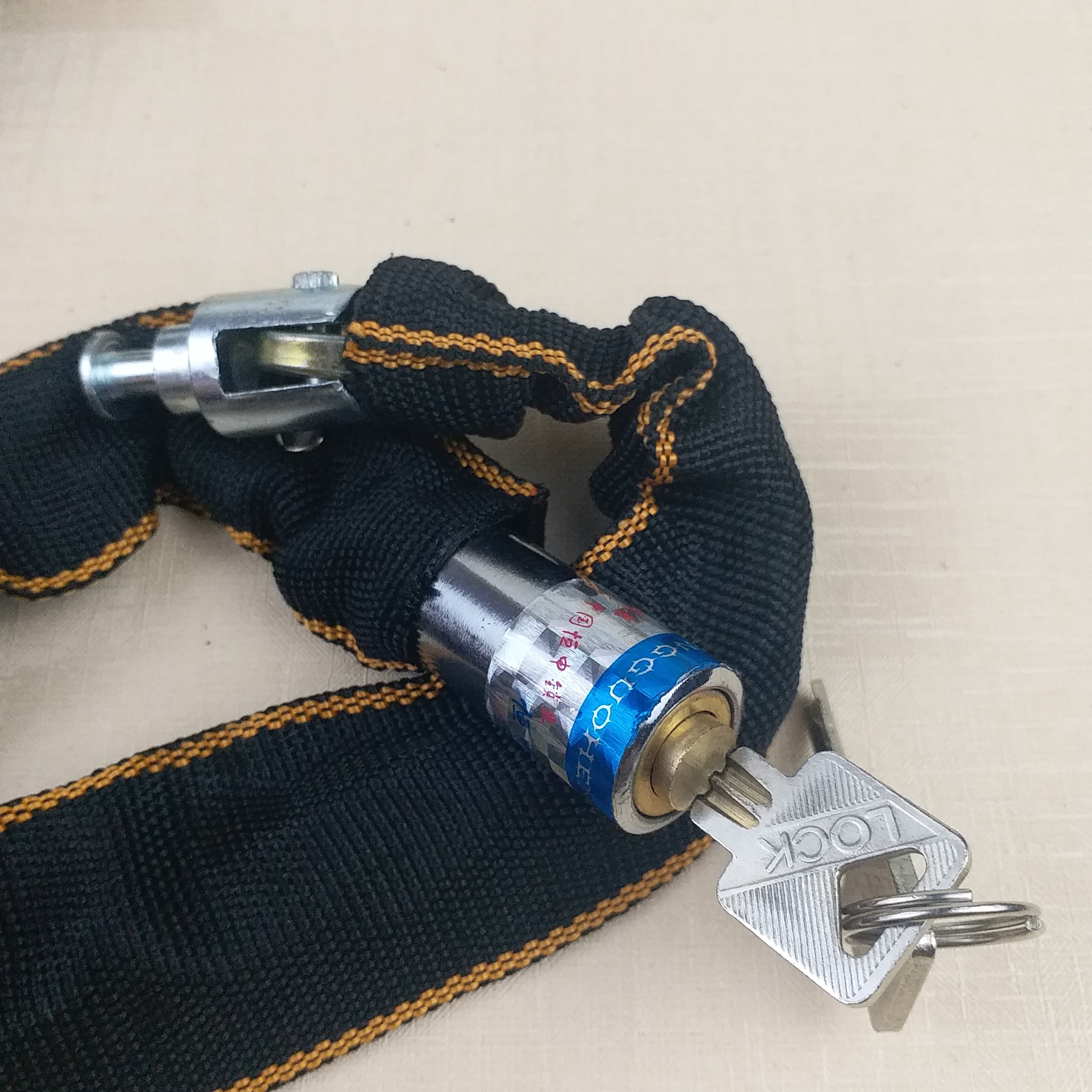 120# 包布链条锁 铜芯圆头链锁 自行车摩托车锁 批发链锁