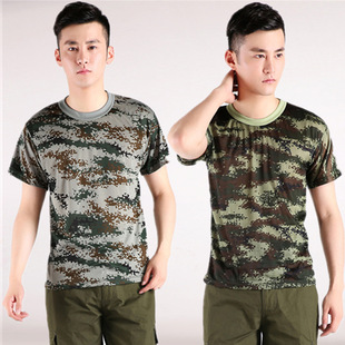 批发夏季军训体能服迷彩短袖t恤宽松学生军装团体作训服迷彩背心