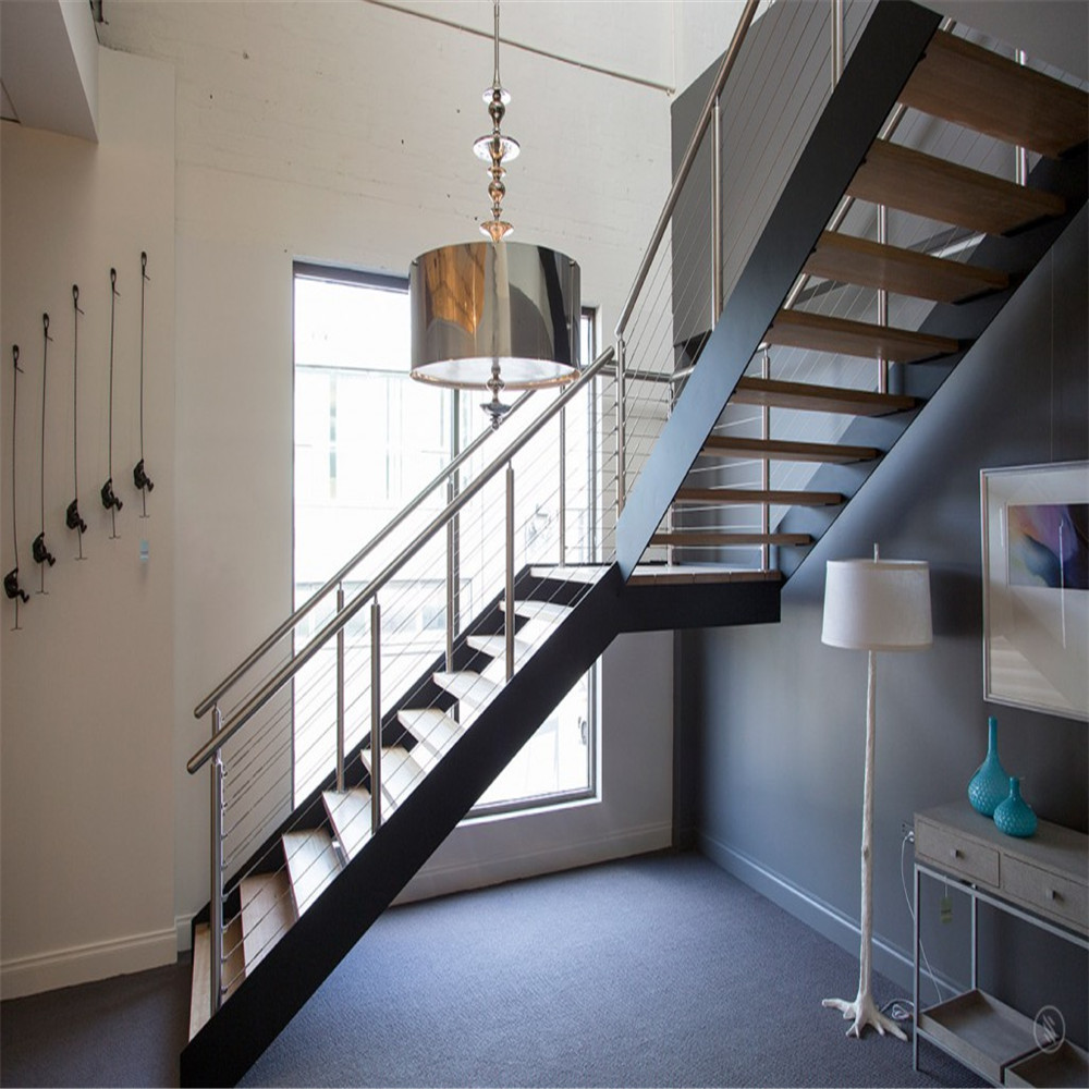 英式现代 相思木踏步直梯楼梯 l型楼梯