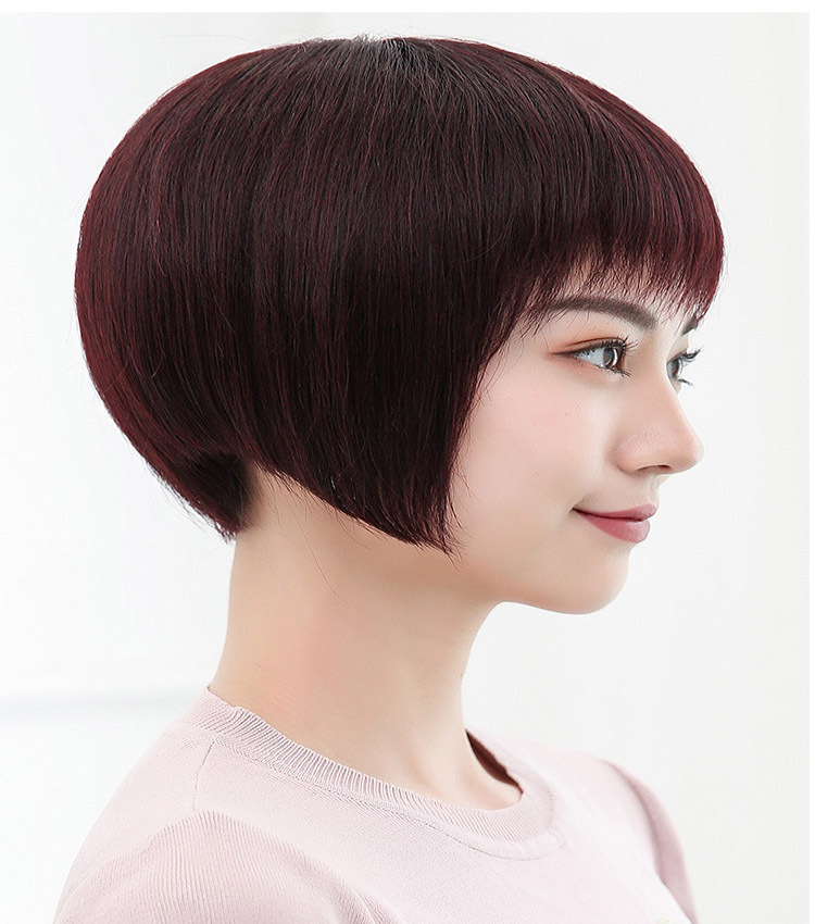 真发假发女短发中老年女士真人发送妈妈全手织波波bobo头假发头套