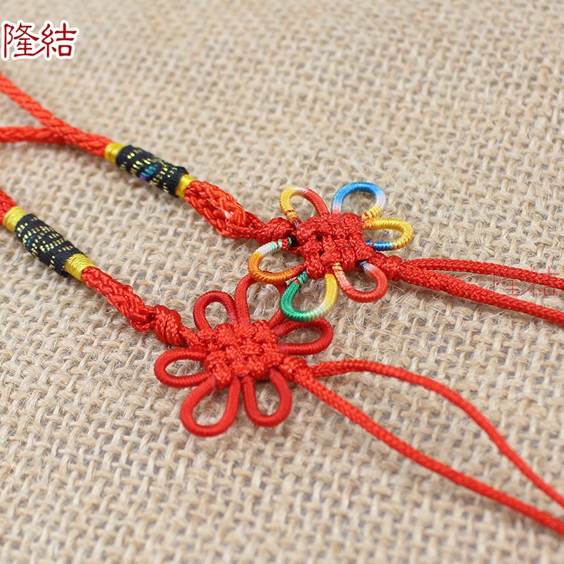 小彩结手工编织五彩小中国结流苏绕彩线花结葫芦木雕挂件绳穗子