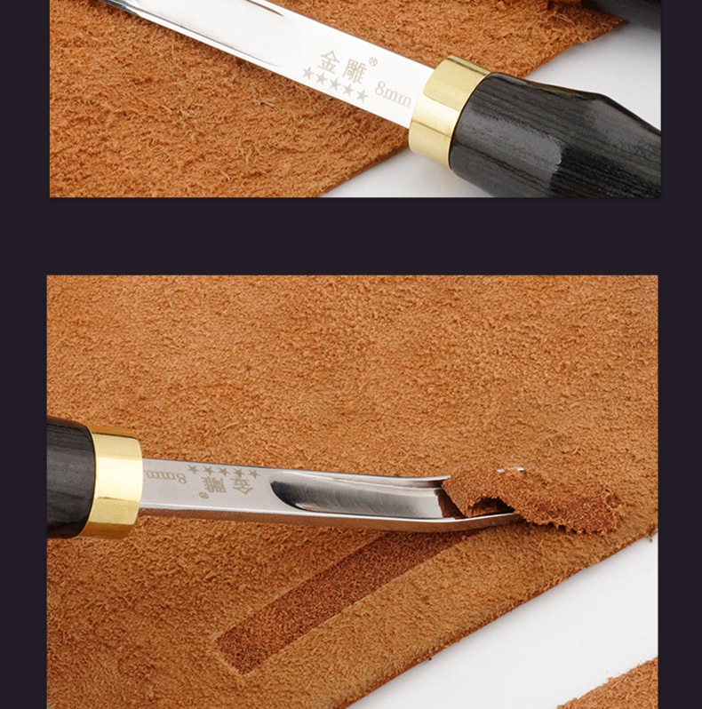 金雕黑檀木法式宽铲削薄刀皮革削薄器铲皮刀皮雕皮具diy削边器