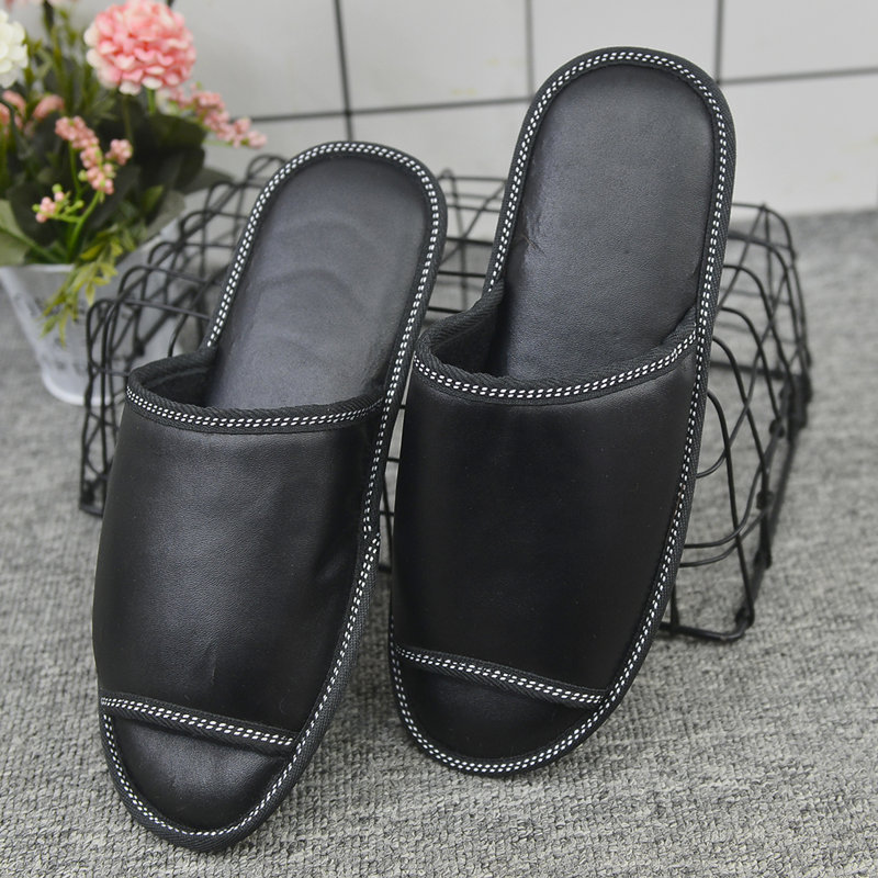 pu皮革胶底可定制logo拖鞋家居民宿酒店厂家直销加厚拖鞋宾馆批发