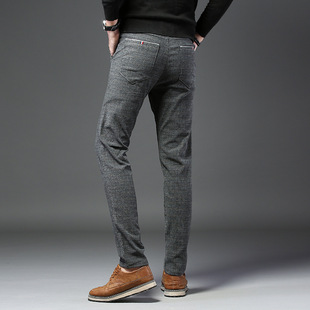 秋冬季加厚休闲裤男士弹力修身韩版灰色西裤百搭小脚长裤子显瘦潮