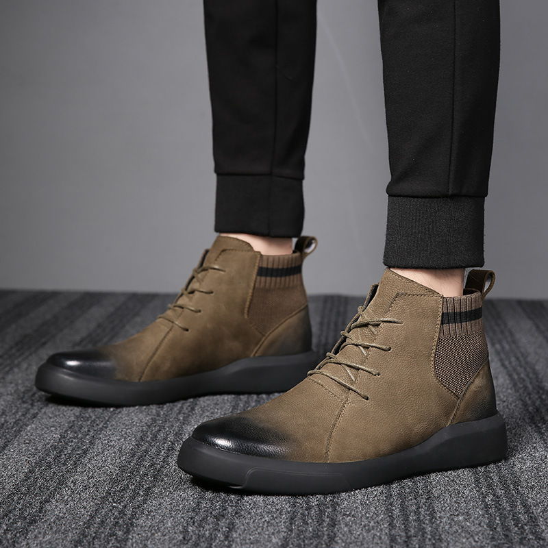 马丁靴男潮鞋男鞋高帮英伦风男士中帮雪地靴冬季工装靴子棉鞋加绒