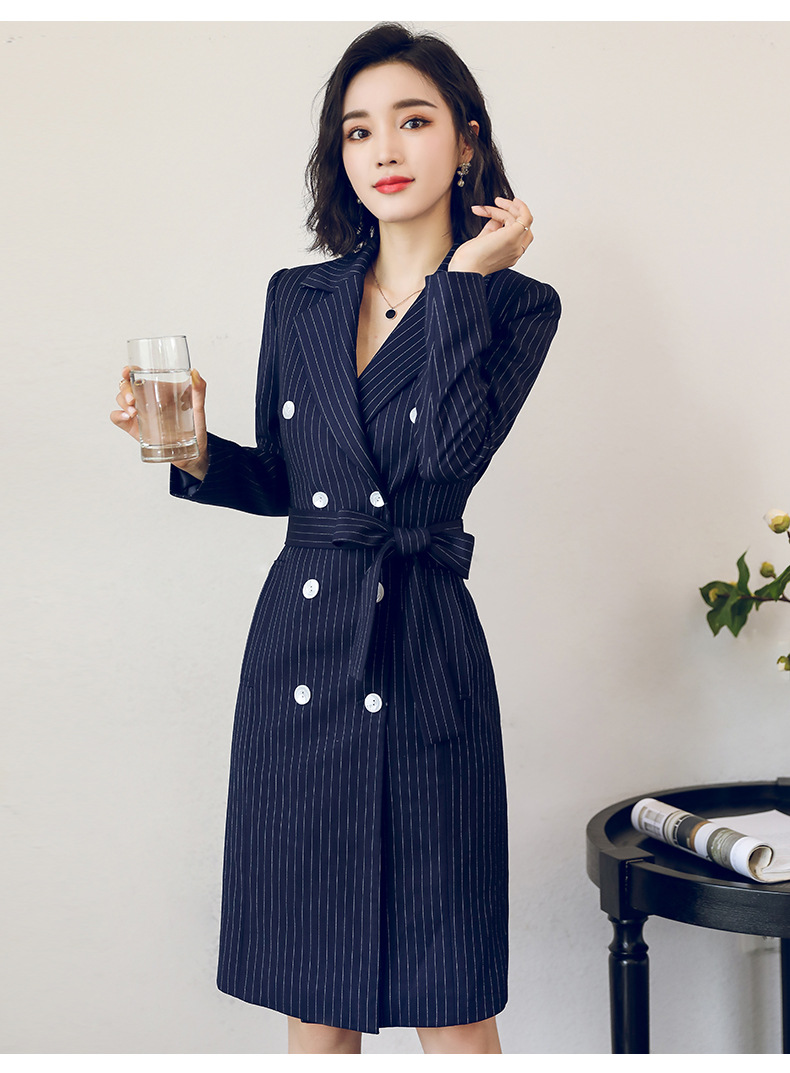 实拍有模特 风格 ol通勤 图案 条纹 工艺 高温定型 产地 福建 款式