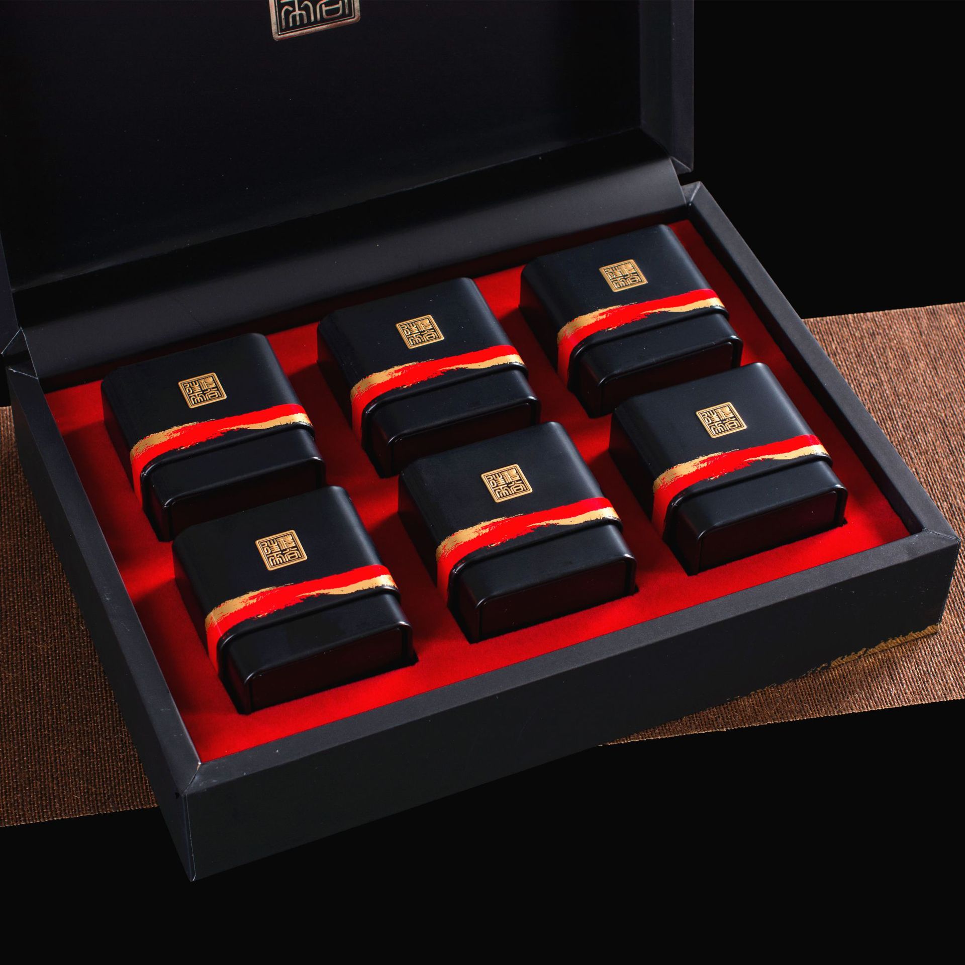 厂家批发送礼茶叶过年系列红茶黑色系列礼盒包装大气一件代发