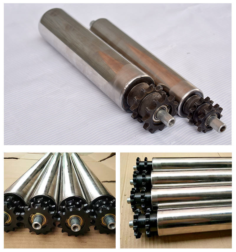 专业定制双排齿轮滚筒 不锈钢无动力滚筒 输送带辊筒加工定制