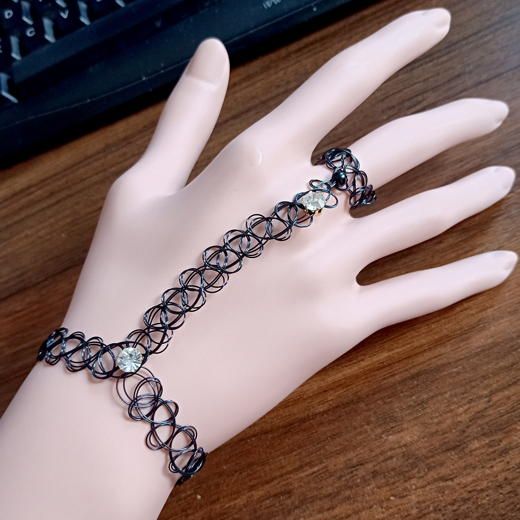 欧美流行水钻鱼线纹身关节手链 女饰品批发