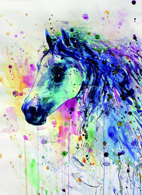 抽象艺术钻石画 外贸新款手绘马头钻石画