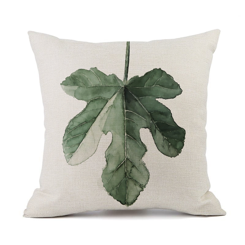 Fresh Natural Ink Painting Pillow Simple Modern Tropical Plants Green Plants Pillow Sofa Car Cushion