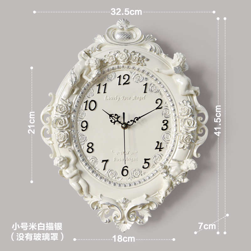 Creative Angel Resin European Entry Lux Living Room Wall Clock Home Bedroom Hotel Pocket Watch Mute Decorative Clock
