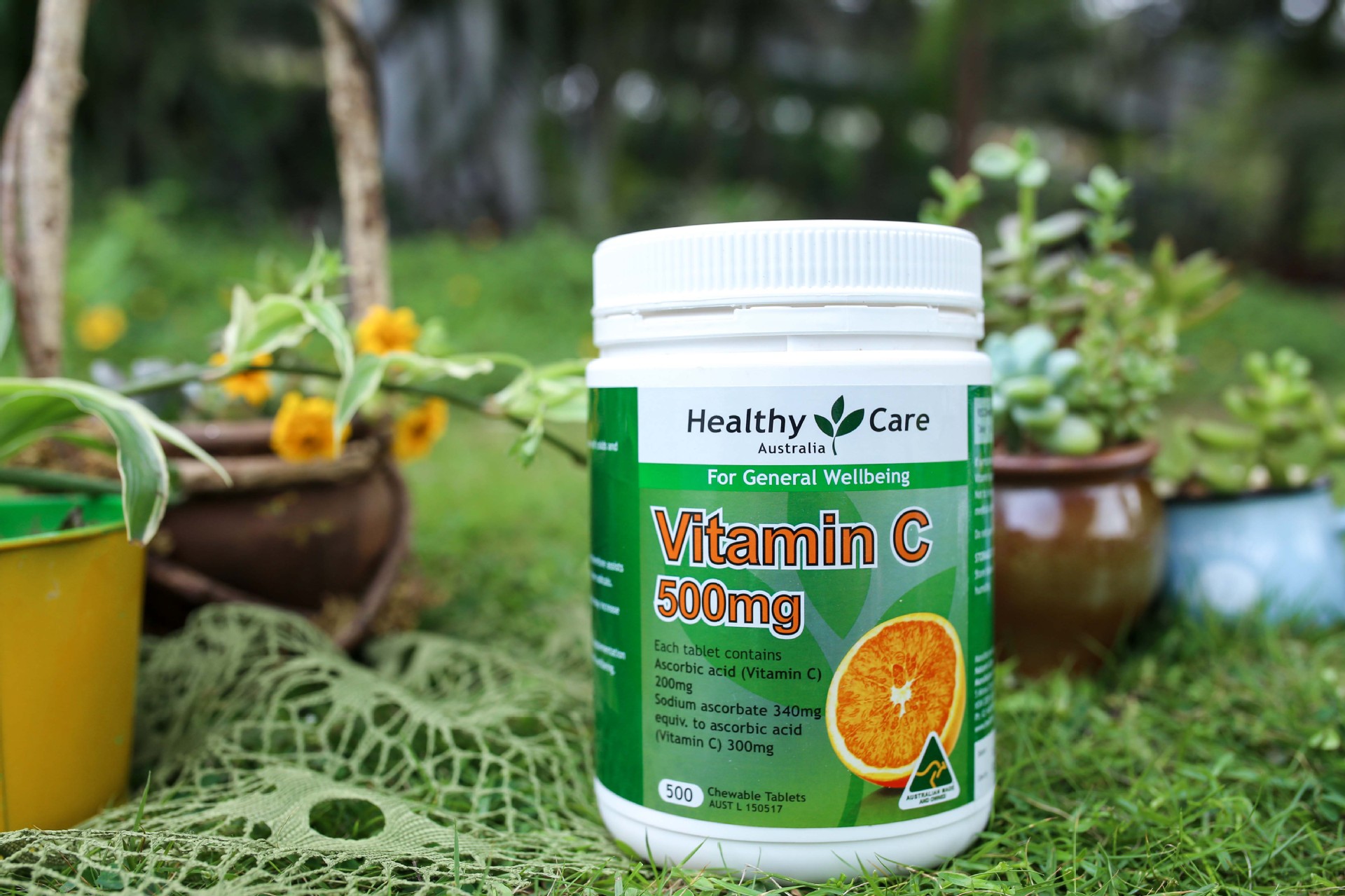 澳洲health ycare 维生素c 咀嚼片hc vc咀嚼片大罐装500粒香橙味