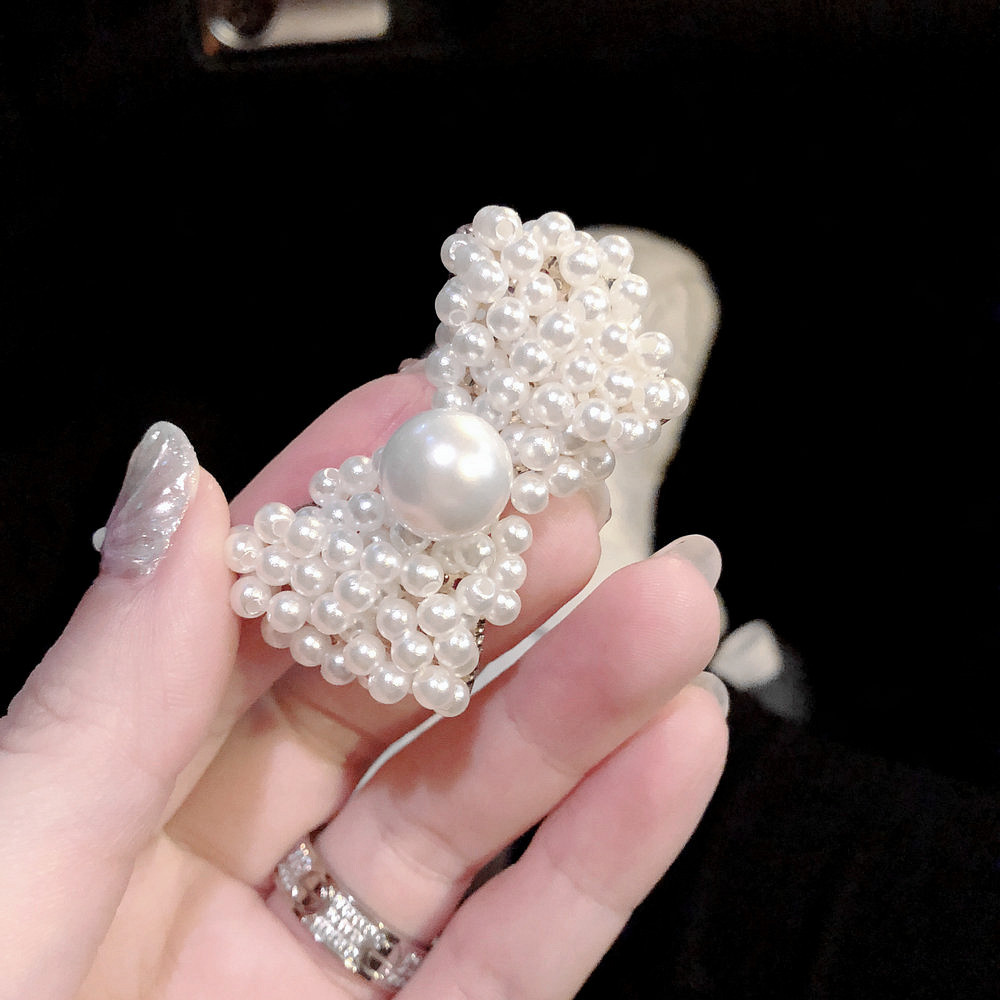 欧美网红同款手工串珠珍珠花朵发夹一字夹梦幻仙女款珠珠发饰边夹