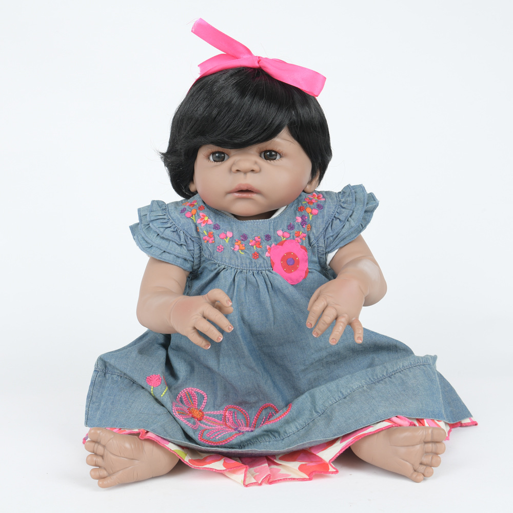 外贸热销重生新生婴儿洋娃娃儿童陪伴玩具黑皮肤全搪胶玩偶可定制