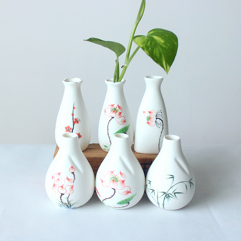 批发陶瓷花瓶纯手绘高白瓷花瓶水培土培花瓶干花花插7166