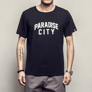 t恤男士休闲时尚夏季新大码日系简单英文字母男宽松短袖t恤特