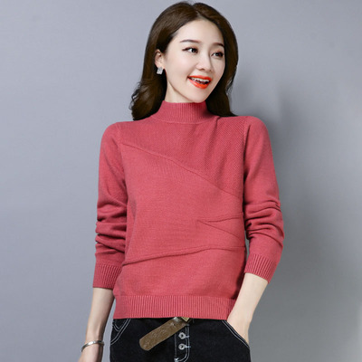 秋冬季2018新款小款毛衣女百搭短款韩版宽松半高领套头针织打底