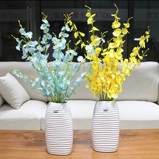 wo 仿真花跳舞兰 假花装饰花卉 客厅绢花瓶插花艺摆设 家居装饰花