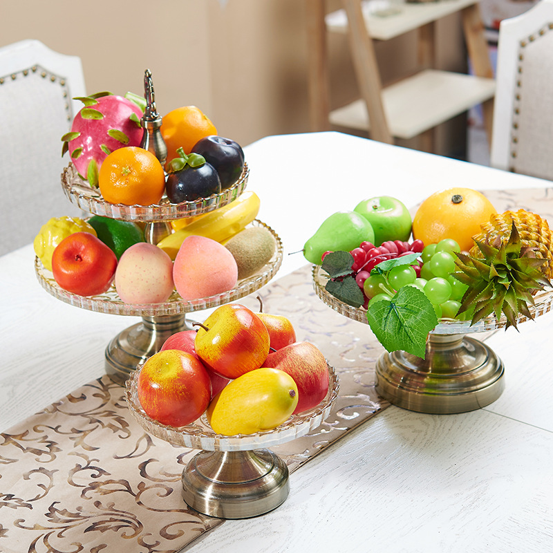 厂家直销水晶果盘零食盘干果盘收纳盘高档奢华欧式双层水果盘果盆