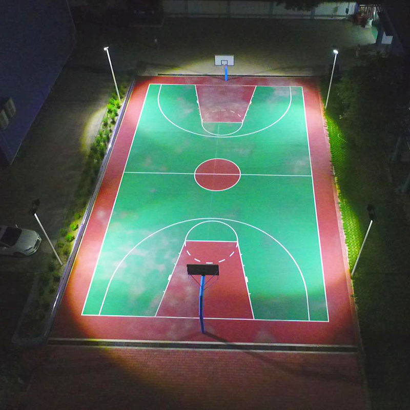 江门市内篮球场照明 灯光球场夜间效果图片 节能led灯杆多少瓦数