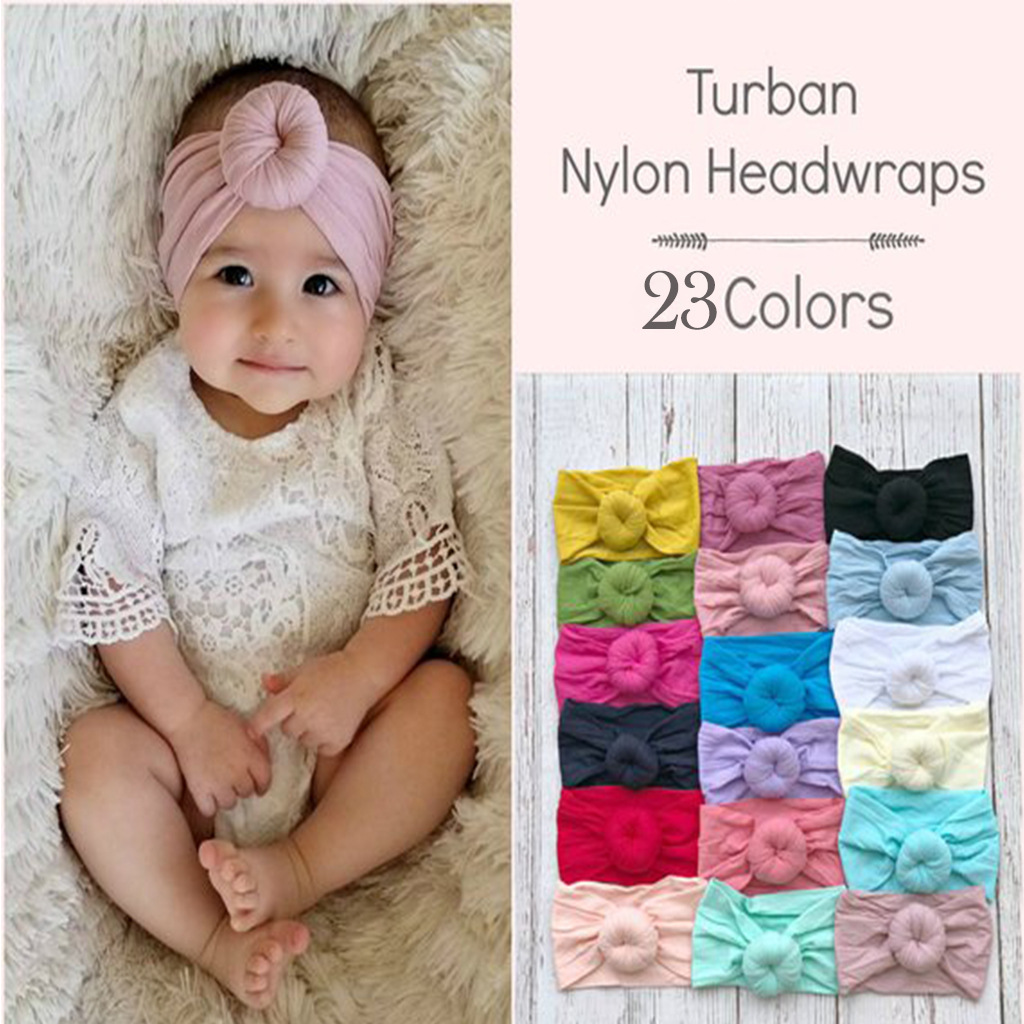 new babies‘ headwear 23 colors nylon wide children‘s hair accessories soft round ball sheer nylon socks wide hair band headscarf