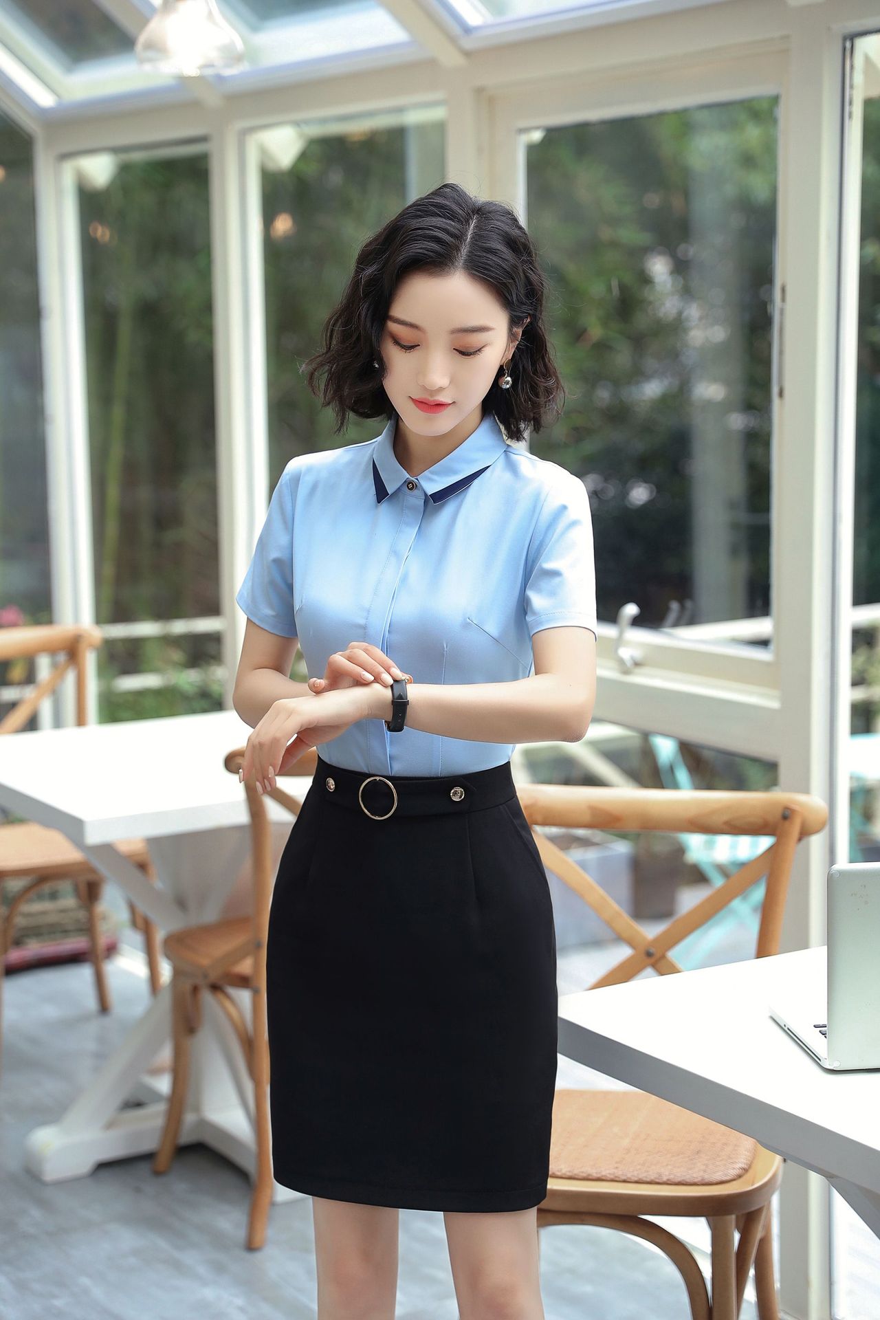 ol职业套装女2018夏装新款教师公务员面试正装工作服商务衬衫工装