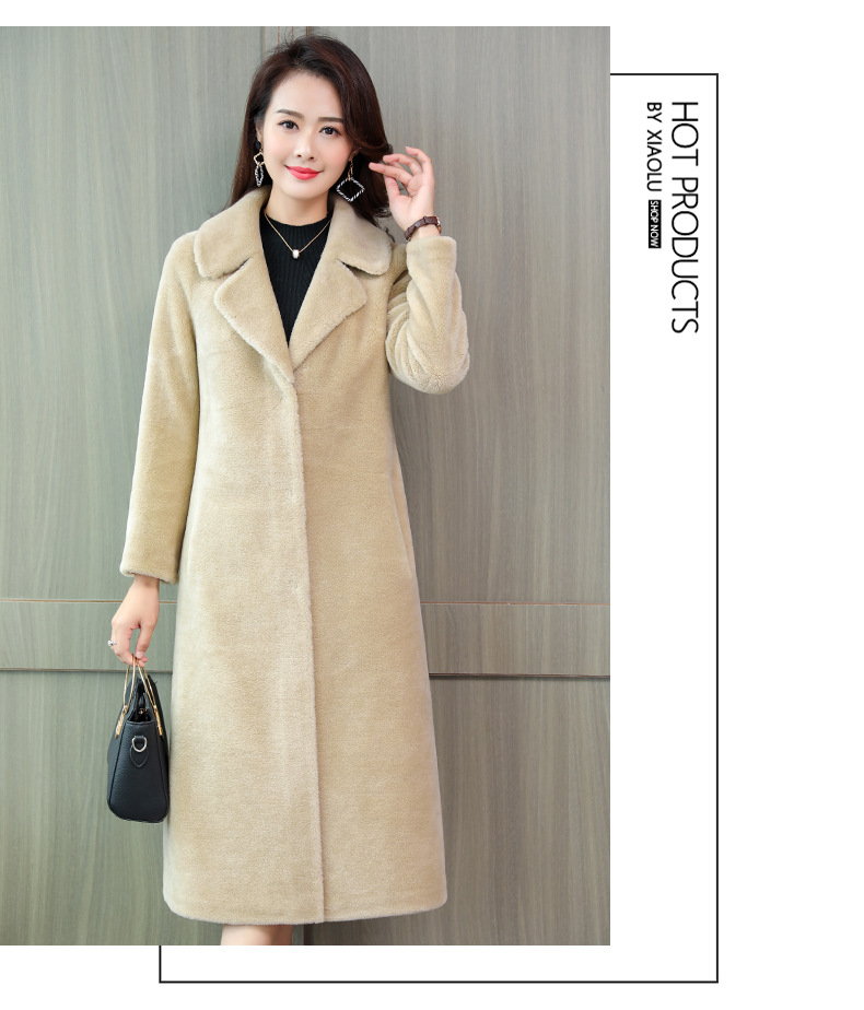 tcl1820羊剪绒大衣女中长款过膝复合皮毛一体