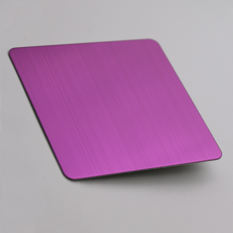 粉红色发纹不锈钢板真空电镀粉红拉丝不锈钢板佛山不锈钢电镀厂