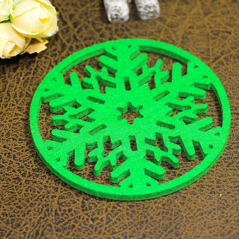 Christmas Decorations Home Supplies Christmas Snowflake Coaster Non-Woven Cup Mat Felt Coaster Placemat Heat Proof Mat