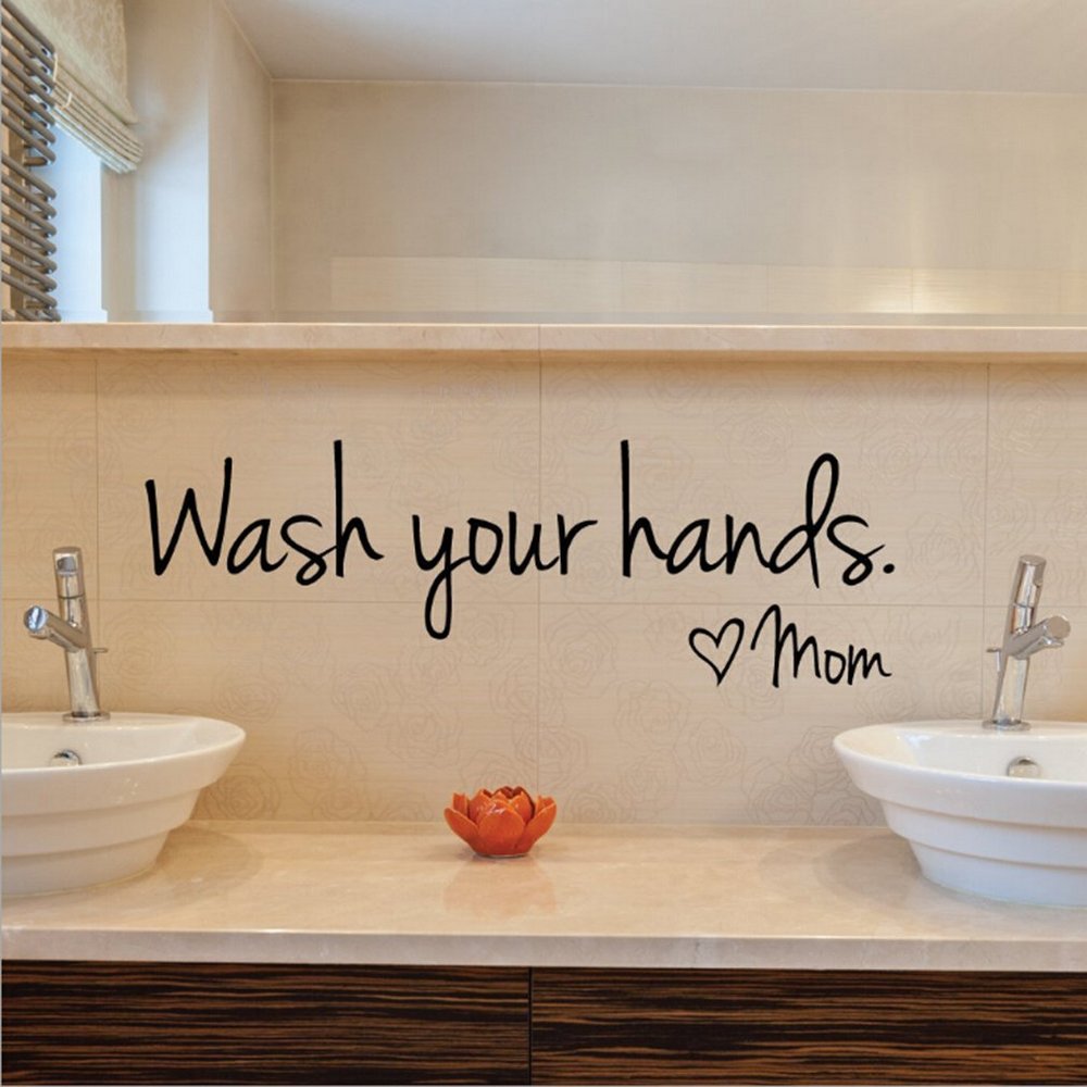 wash your hands 亚马逊欧美跨境热销防水浴室英文精雕装饰贴纸