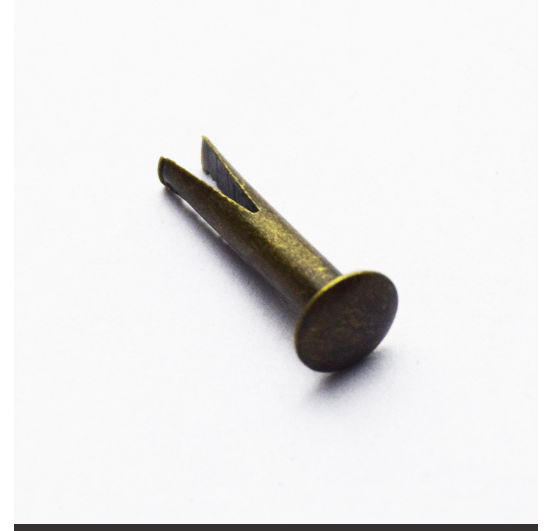 热销品质款圆面开尾铆钉 扫电青古铜色分叉钉 非标开叉两脚钉生产