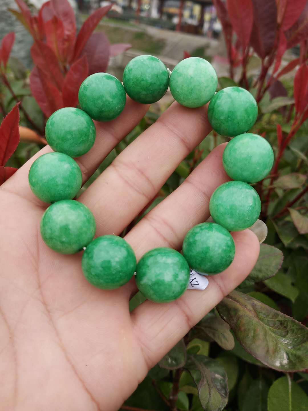 帝王绿干青色铁龙生佛珠-翡翠玉石手串