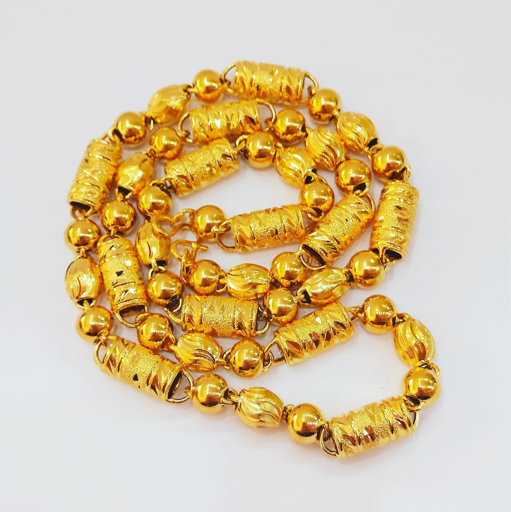 时尚款圆柱橄榄珠镀金项链越南沙金镂空空心镀仿黄金饰品