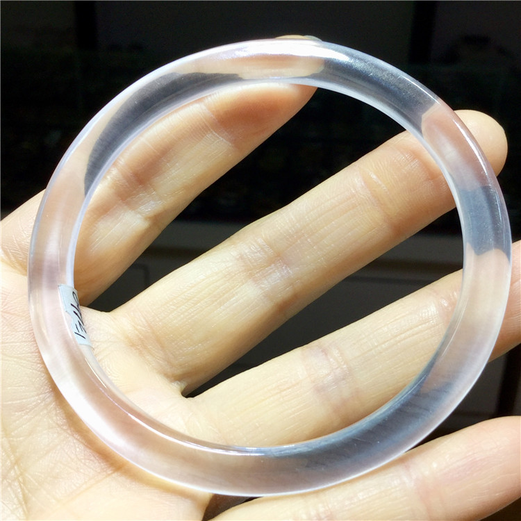 东海水晶 天然白冰晶奶白晶小细镯手镯【内径:62mm】