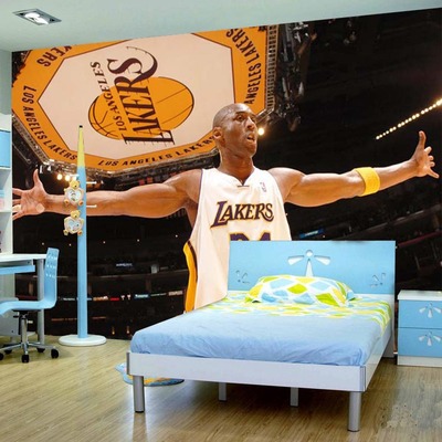 nba球星科比壁画壁纸篮球湖人球场3d客厅卧室电视背景墙画墙布