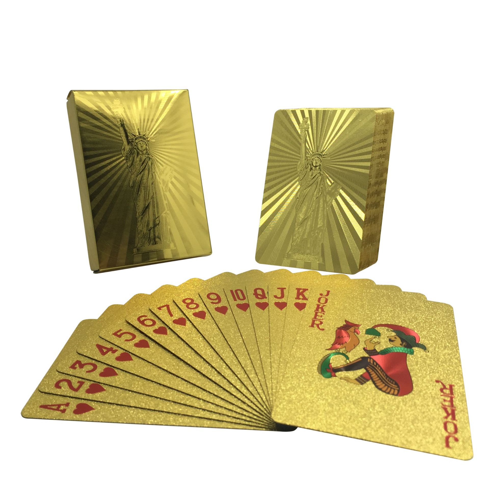 24k黄金色金箔扑克牌土豪金防水广告塑料厂家直销德州外贸扑克牌