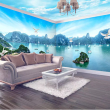 个性中式唯美自然山水3D全屋卧室客厅电视背景墙纸壁画壁纸