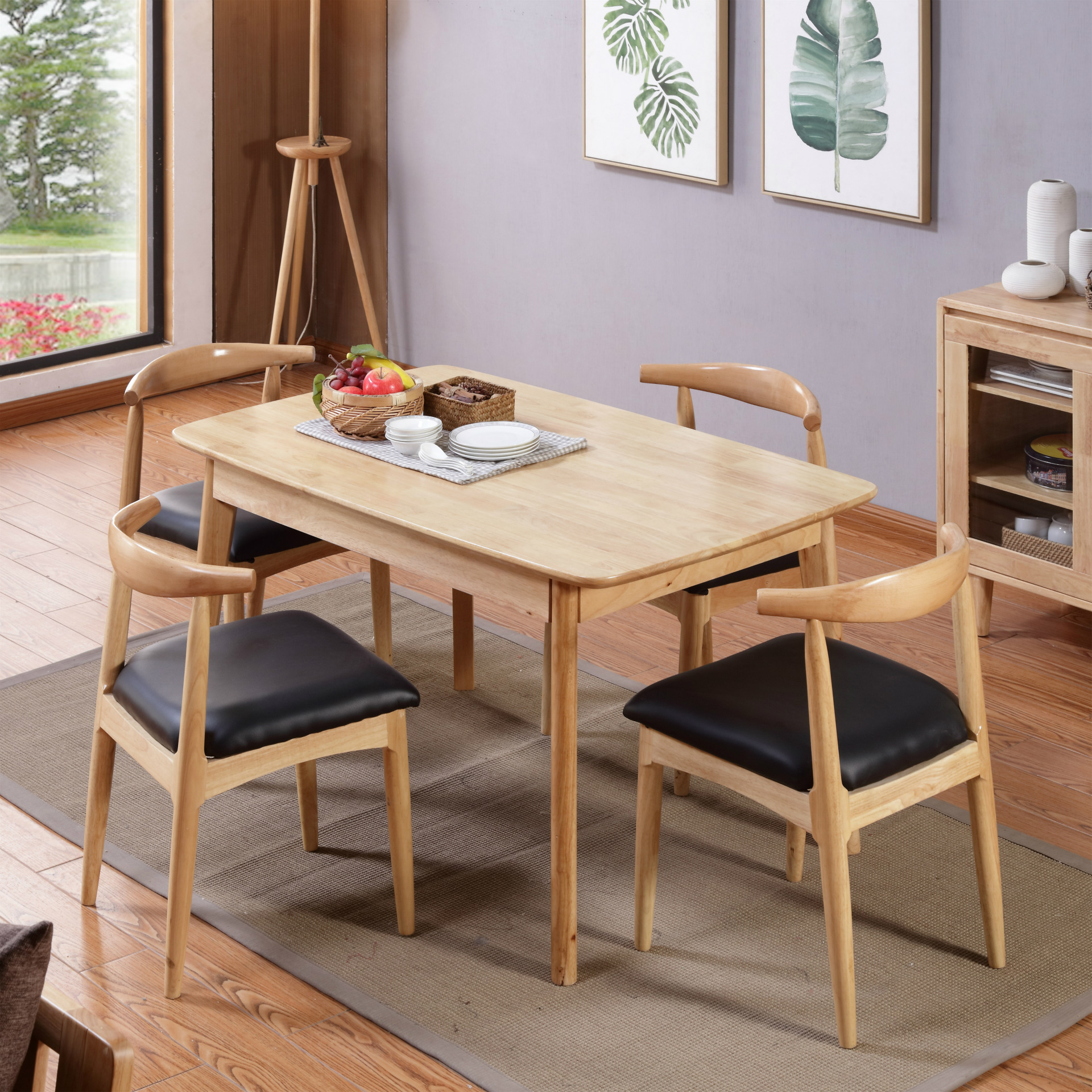 【北欧餐桌椅】简约实木餐桌组合客厅餐桌厨房饭桌小户型实木餐桌