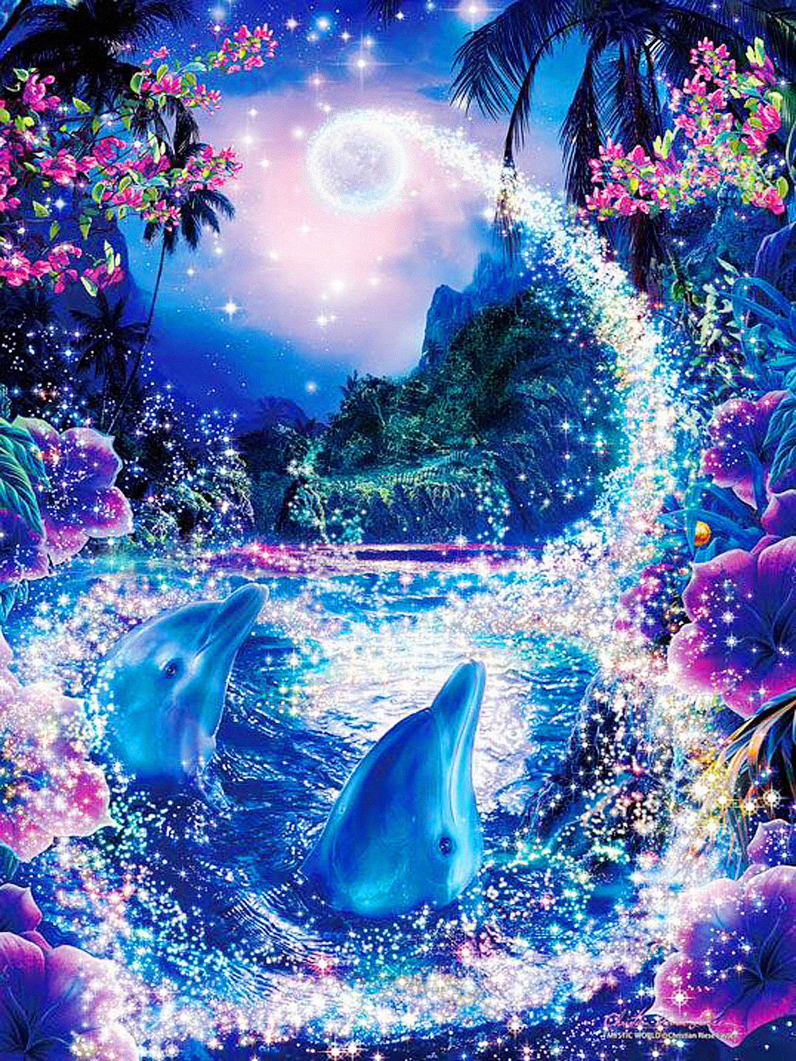 diy钻石画5d 梦幻海豚 树脂满钻 亚马逊wish速卖通 跨境量大从优
