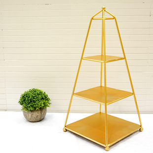 升达工艺 金色三层皇冠顶展架 蛋糕礼品展示架 新款 2018