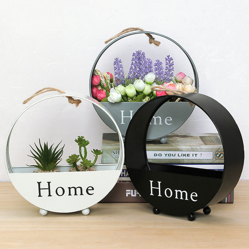 Indoor Flower Stand Iron Wall-Mounted Small Flower Stand Succulent Plant Receptacle Iron Stand Flower Pot Living Room Wall Decoration Floor