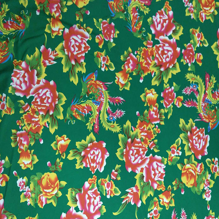 涤氨牛奶丝印花 潮流舞蹈服 东北喜庆大花 瑜伽服 广场舞蹈服